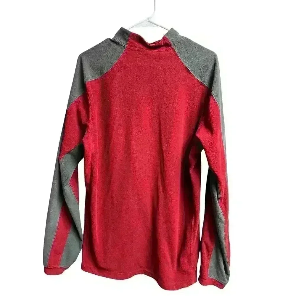 The North Face Men's Medium Red Gray TKA 100 1/4 Zip Fleece Pullover Lightweight